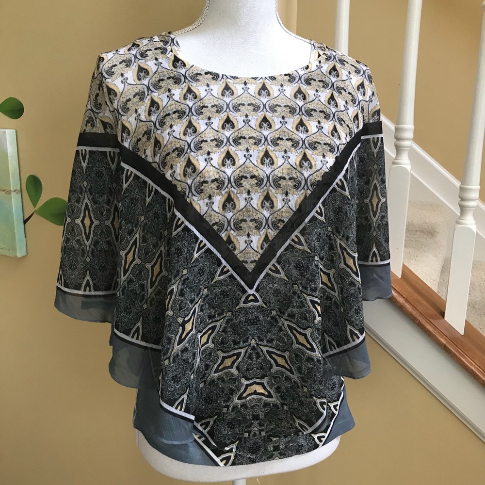 ENERGE Boho Peasant Blouse Top With Tank Sz PS